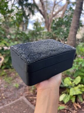 Super Sexy Black Woven Beaded Jewelry box like new